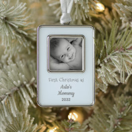 Nieuwe mam Eerste Kerstmis als Foto van mama Baby  Verzilverd Omlijst Ornament
