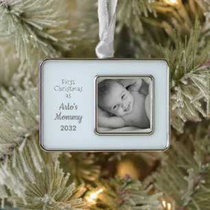 Nieuwe mam Eerste Kerstmis als Foto van mama Baby Verzilverd Omlijst Ornament