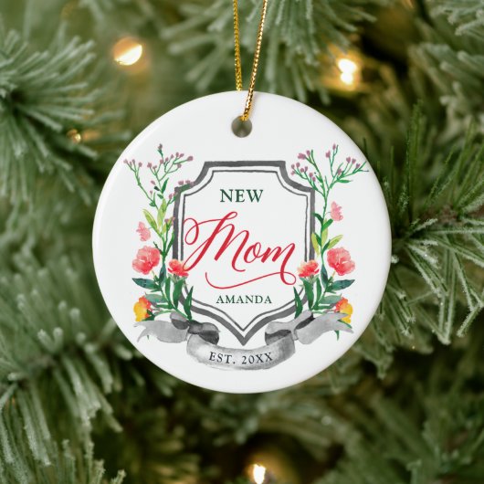 Nieuwe mam Gevestigde Persoonlijke Waterverf Flora Keramisch Ornament (Boom)