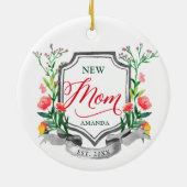 Nieuwe mam Gevestigde Persoonlijke Waterverf Flora Keramisch Ornament (Achterkant)