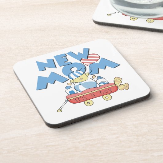 Nieuwe mam Het is een Jongen Gifts Bier Onderzetter (Linkerzijde)