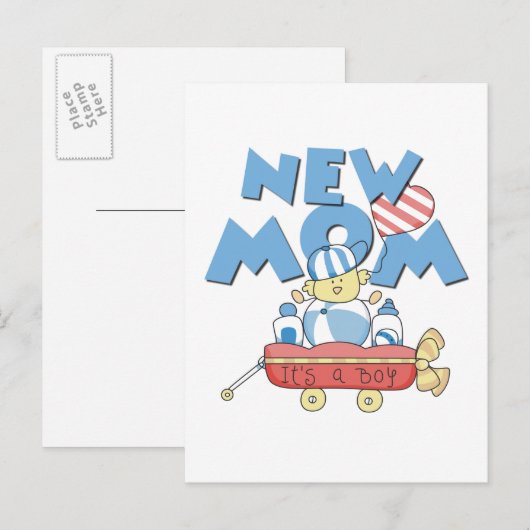 Nieuwe mam Het is een Jongen Tshirts en Gifts Aankondigingskaart (Voorkant / Achterkant)