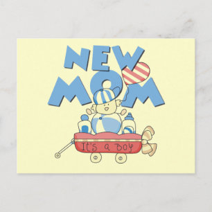 Nieuwe mam Het is een Jongen Tshirts en Gifts Aankondigingskaart