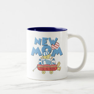 Nieuwe mam Het is een Jongen Tshirts en Gifts Tweekleurige Koffiemok