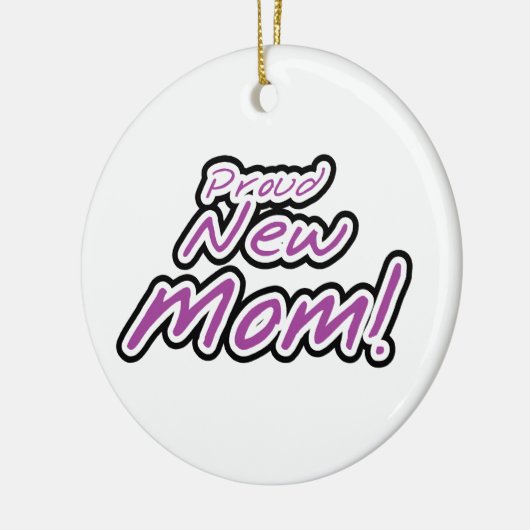 Nieuwe mam zwart en Paarse tekstcadeaus Keramisch Ornament (Links)