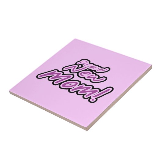 Nieuwe mam zwart en Paarse tekstcadeaus Tegeltje (Zijkant)