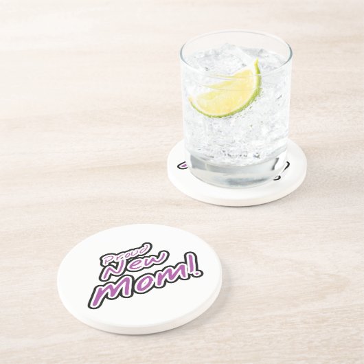 Nieuwe mam zwart en Paarse tekstcadeaus Zandsteen Onderzetter (Zijkant)