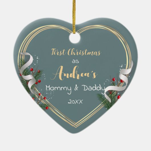 Nieuwe Mama Daddy Familie Milestone Custom Foto Keramisch Ornament (Achterkant)