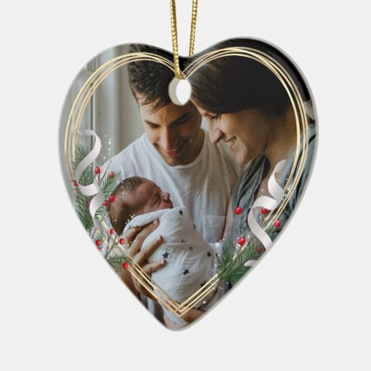 Nieuwe Mama Daddy Familie Milestone Custom Foto Keramisch Ornament (Links)