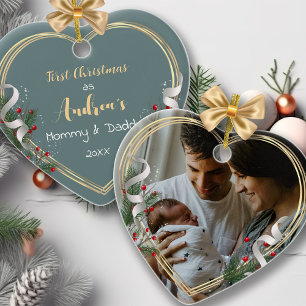 Nieuwe Mama Daddy Familie Milestone Foto Ornament