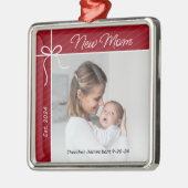 Nieuwe mama eerste kerstfoto metalen ornament (Links)