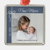 Nieuwe mama eerste kerstfoto metalen ornament (Voorkant)