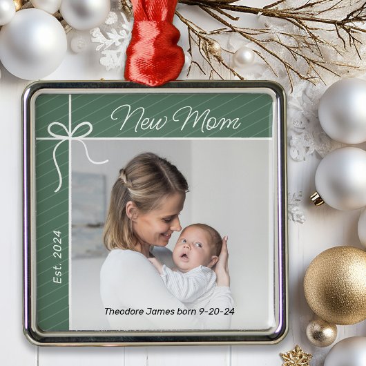 Nieuwe mama eerste kerstfoto metalen ornament