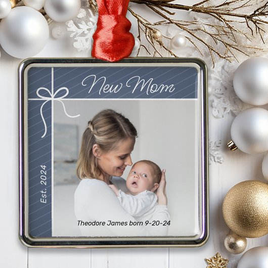 Nieuwe mama eerste kerstfoto metalen ornament
