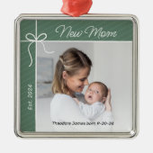 Nieuwe mama eerste kerstfoto metalen ornament (Voorkant)