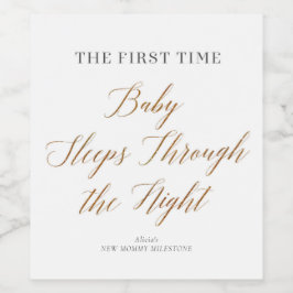 Nieuwe mama momenten slapen door de nacht wijn etiket