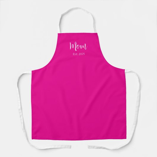 Nieuwe Mama Schattigee Hot Pink Moederdag Keuken Schort (Voorkant)