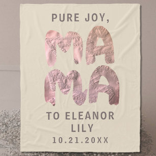 Nieuwe Mama Whimsical Beige Roze Pasgeboren Naam D Fleece Deken