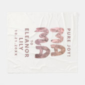 Nieuwe Mama Whimsical Wit Roze Naam Datum Pasgebor Fleece Deken (Voorkant (Horizontaal))