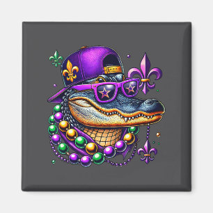 Nieuwe Mannen Mardi Gras Alligator Carnaval Festiv Magneet