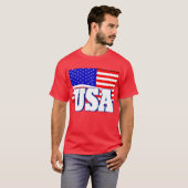Nieuwe Mannen Rood T-shirt Rood Wit en Blauw Vlag  (Voorkant volledig)