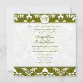 Nieuwe Maten Olive Damask Swirls Wedding Invitatio Kaart (Voorkant)