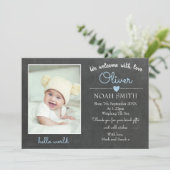 Nieuwe mededeling van de baby-jongen/bedankt uw ka aankondiging (Staand voorkant)