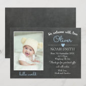 Nieuwe mededeling van de baby-jongen/bedankt uw ka aankondiging (Voorkant / Achterkant)