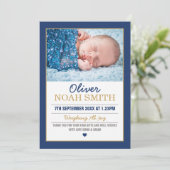 Nieuwe mededeling van de baby-jongen/bedankt uw ka aankondiging (Staand voorkant)