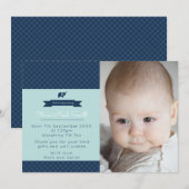 Nieuwe mededeling van de baby-jongen/bedankt uw ka bedankkaart (Voorkant / Achterkant)