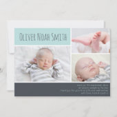 Nieuwe mededeling van de baby-jongen/bedankt uw ka bedankkaart (Voorkant)