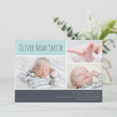 Nieuwe mededeling van de baby-jongen/bedankt uw ka bedankkaart (Staand voorkant)