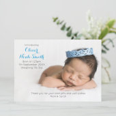 Nieuwe mededeling van de baby-jongen/bedankt uw ka bedankkaart (Staand voorkant)