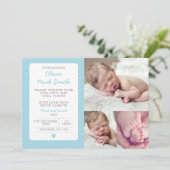 Nieuwe mededeling van de baby-jongen/bedankt uw ka bedankkaart (Staand voorkant)