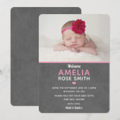 Nieuwe mededeling van het meisje voor baby's en da aankondiging (Voorkant / Achterkant)