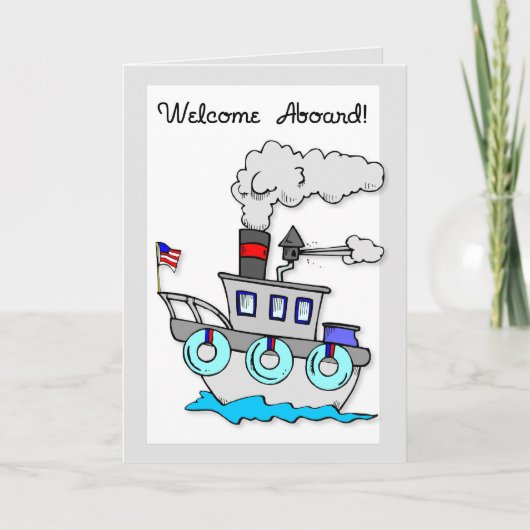 Nieuwe medewerker welkom aan boord van schip kaart (Voorkant)