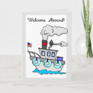 Nieuwe medewerker welkom aan boord van schip kaart