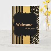 Nieuwe Medewerker Welkom Gouden Glitter Kaart (Gele Bloem)