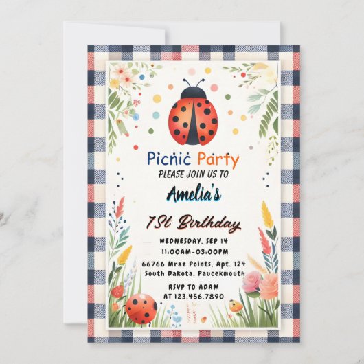 Nieuwe Meisjes Liefde Bug Picknick Polka Dot 1e Ve Kaart (Voorkant)