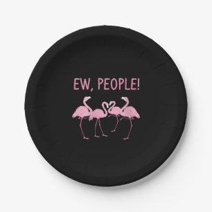 Nieuwe mensen flamingo sociale afstand tropisch papieren bordje