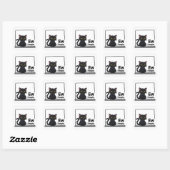 Nieuwe mensen Grumpy Black Cat Vierkante Sticker (Vel)
