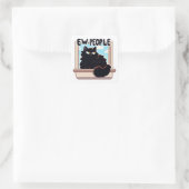 Nieuwe mensen Grumpy Black Cat Vierkante Sticker (Tas)