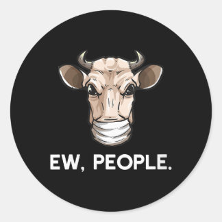 Nieuwe mensen Koe met medisch gezichtsmaskers Gift Ronde Sticker