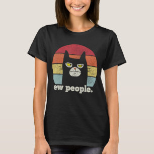 Nieuwe Mensen Retro Grappige Zwarte Kat T-shirt