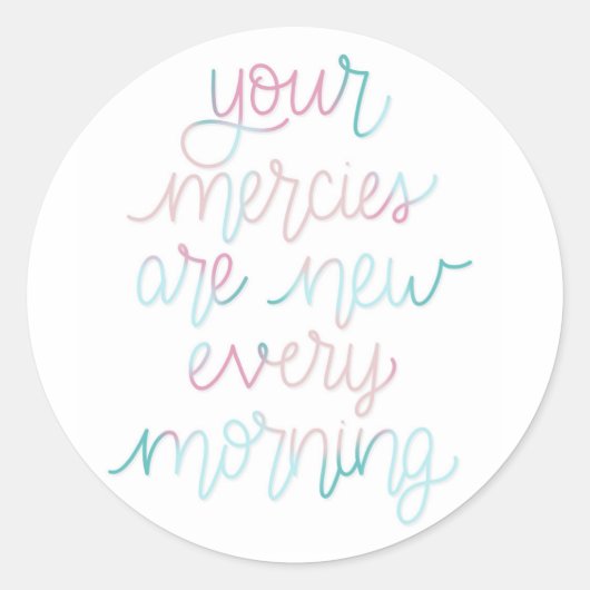 Nieuwe Mercies Pastel Ronde Sticker (Voorkant)