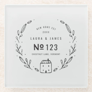 Nieuwe, met de hand getrokken flora glazen onderzetter