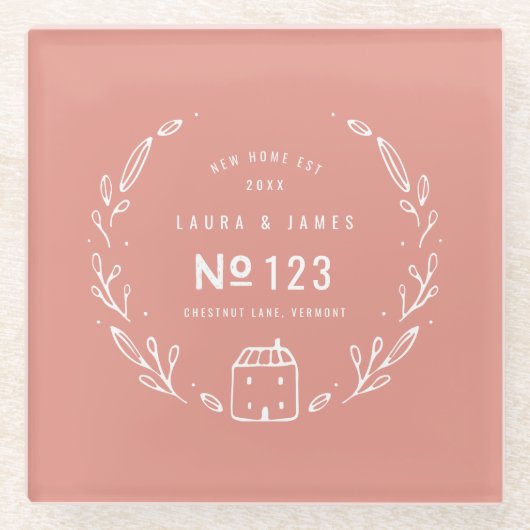 Nieuwe, met de hand getrokken flora glazen onderzetter (Voorkant)