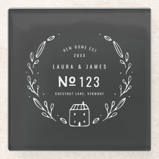 Nieuwe, met de hand getrokken flora glazen onderzetter (Voorkant)