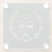 Nieuwe, met de hand getrokken flora glazen onderzetter (Achterkant)