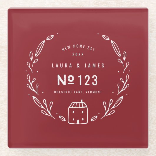 Nieuwe, met de hand getrokken flora glazen onderzetter (Voorkant)